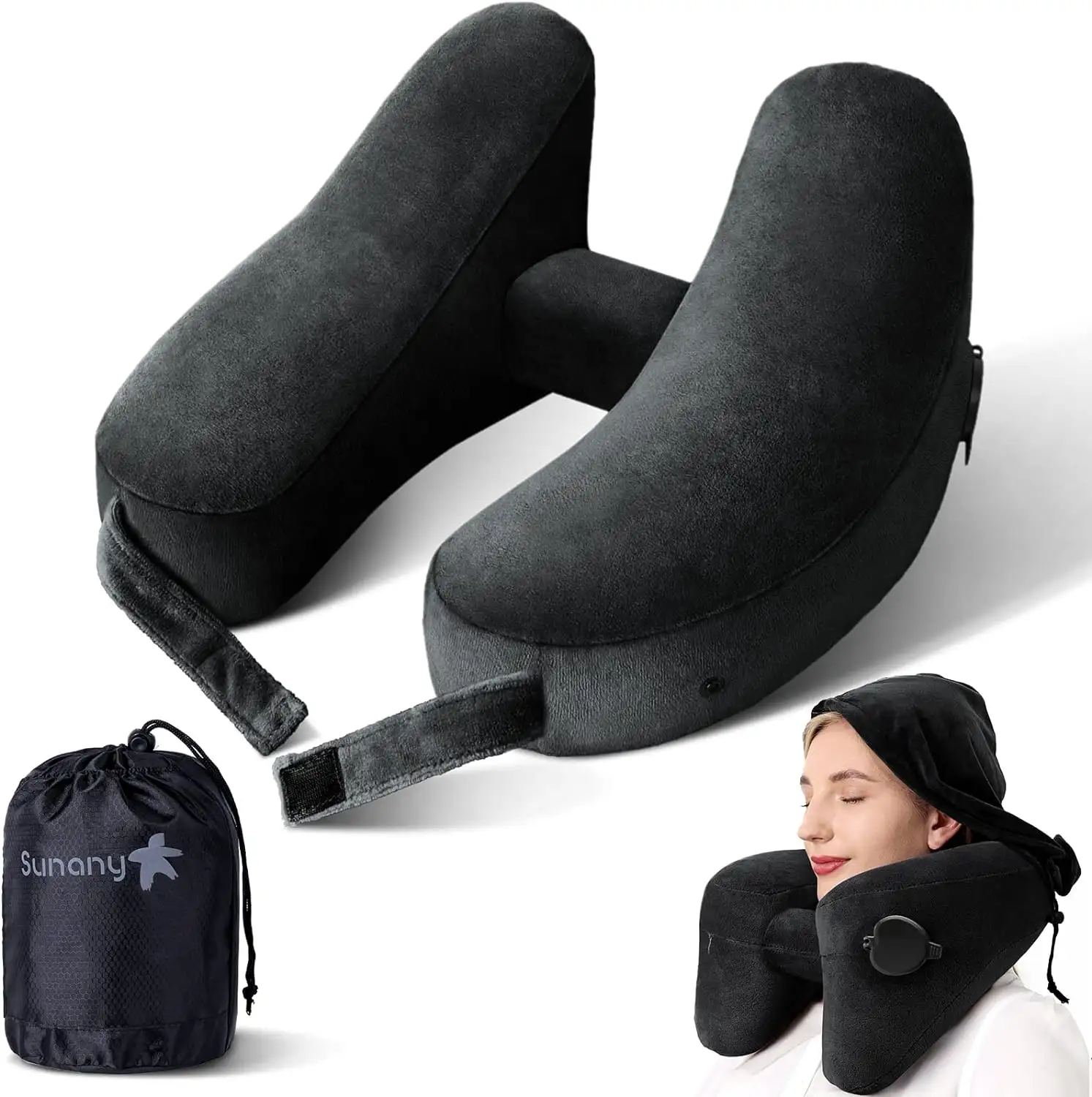 Inflatable Neck Pillow with Eye Mask